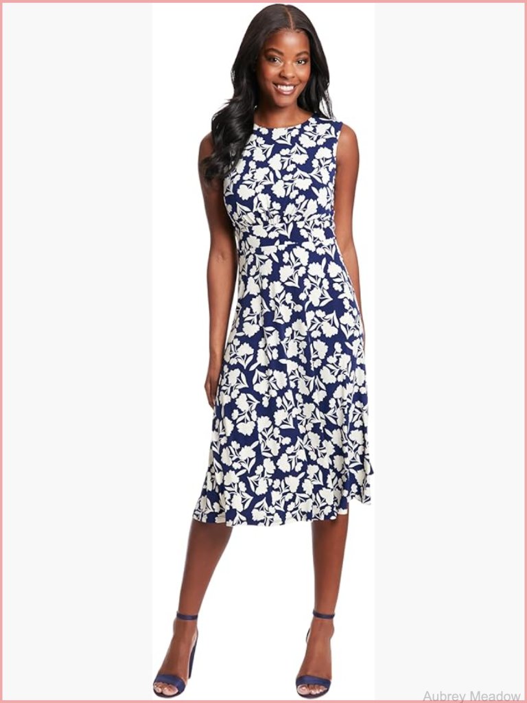 Sleeveless Floral A-Line Midi Fit And Flare Dress